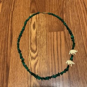 Malachite & Ivory Elephant 28 in Necklace